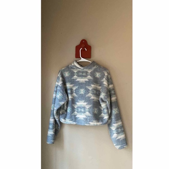 L.A. Hearts Aztec Print Cropped Sherpa Quarter Zip Pullover S - Picture 3 of 5
